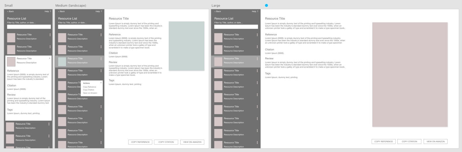 Screen grab of a list app wireframe