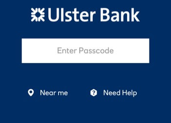 screen grab of the Ulster Bank app links on dark background