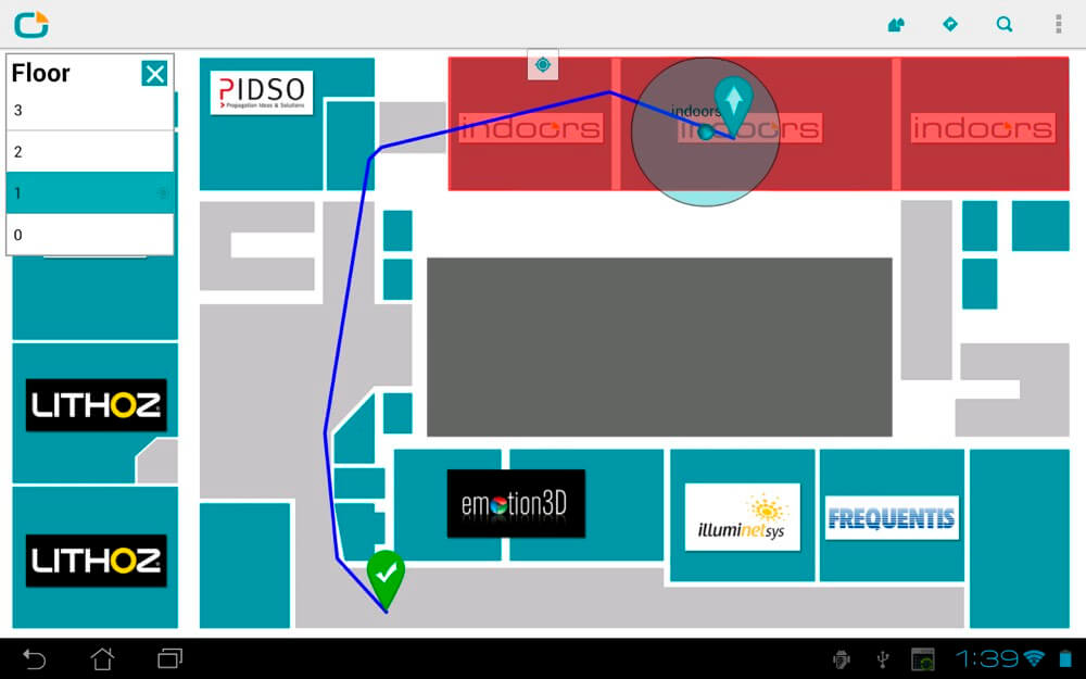 Screen grab of a floor plan in the indoo.rs application