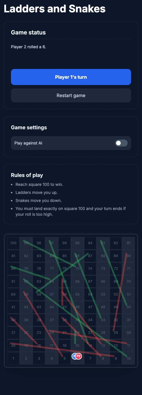 Ladder and Snakes game in a narrow viewport
